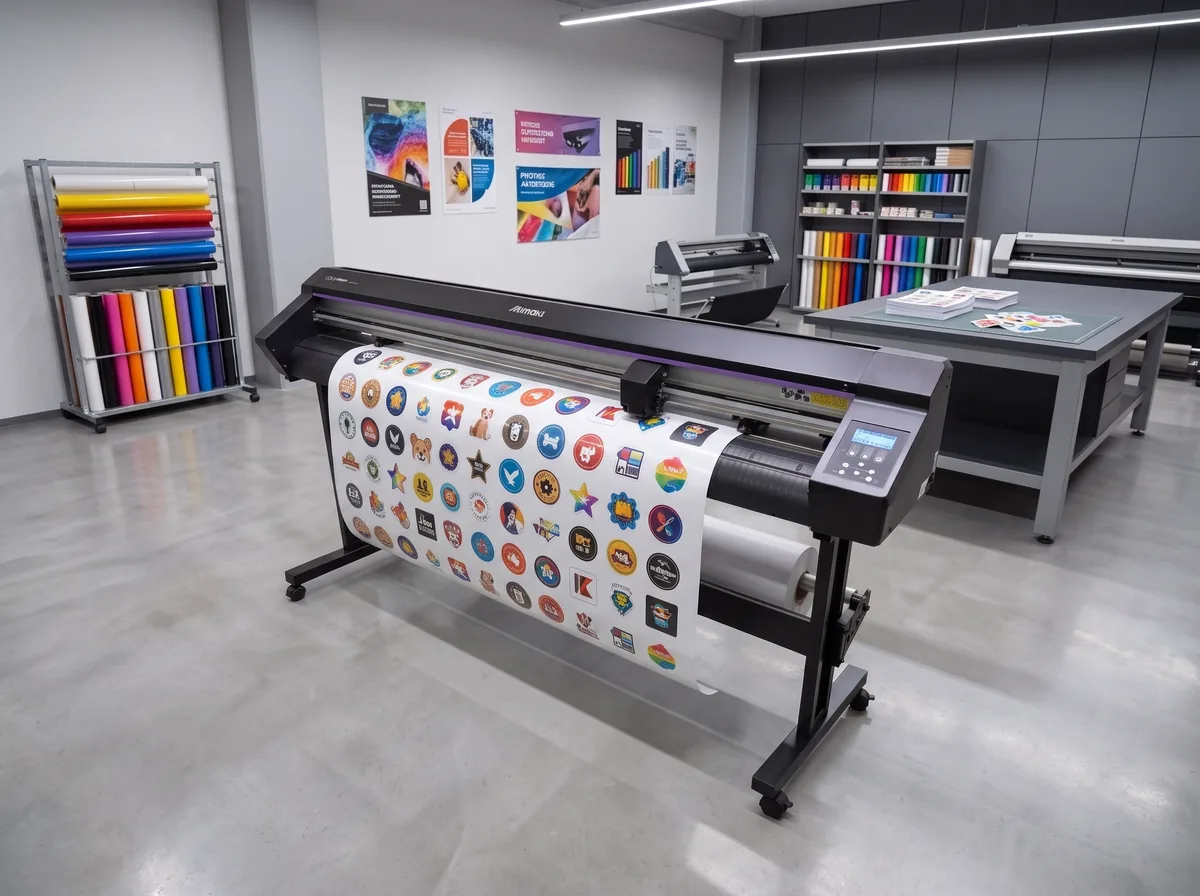 Plotter de corte recortando stickers personalizados